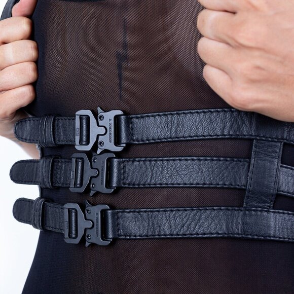 Jungle Tribe Triple Threat 2.0 Black Leather Harness Corset Small - Picture 2 of 9